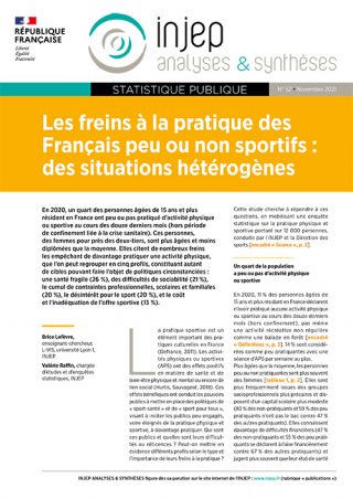 Les freins à la pratique des Français peu ou non sportifs : des situations hétérogènes