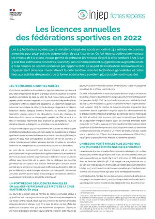 Les licences annuelles des fédérations sportives en 2022